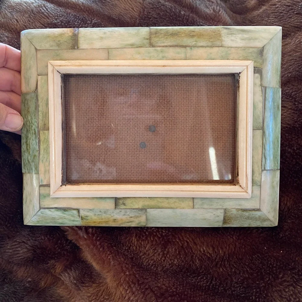 Green-Tinted Bone 6-1/2” x‎ 8-1/2” Wooden Picture Frame